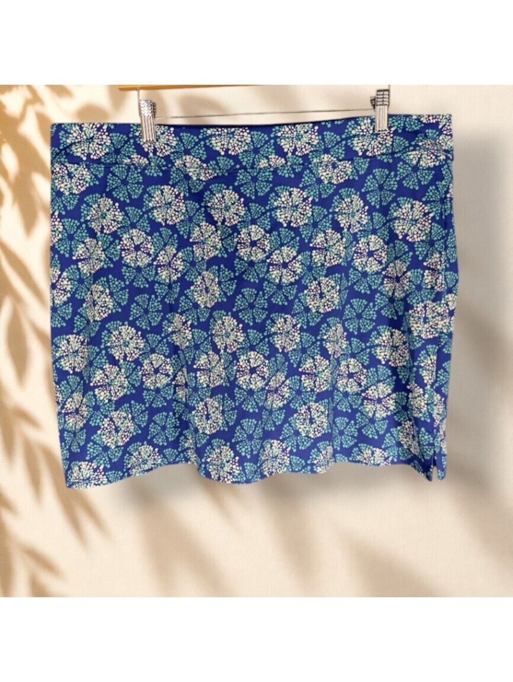 Tranquility Skirt Women 2XL Blue Floral A-Line Short Mid Rise Stretch Casual